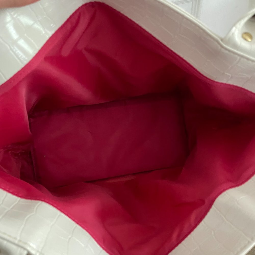 White Tote w/ Hot Pink Interior - Picture 6 of 9